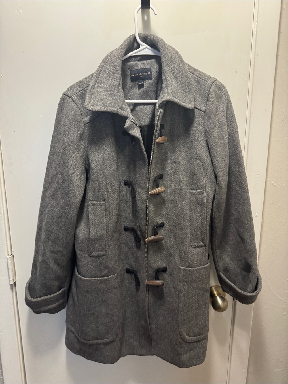 Banana Republic Gray Toggle Wool-Blend Pea Coat